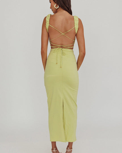 Lace-Up Back Maxi Dress