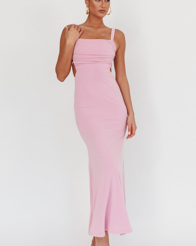 Lilac Lace-Up Back Maxi Dress