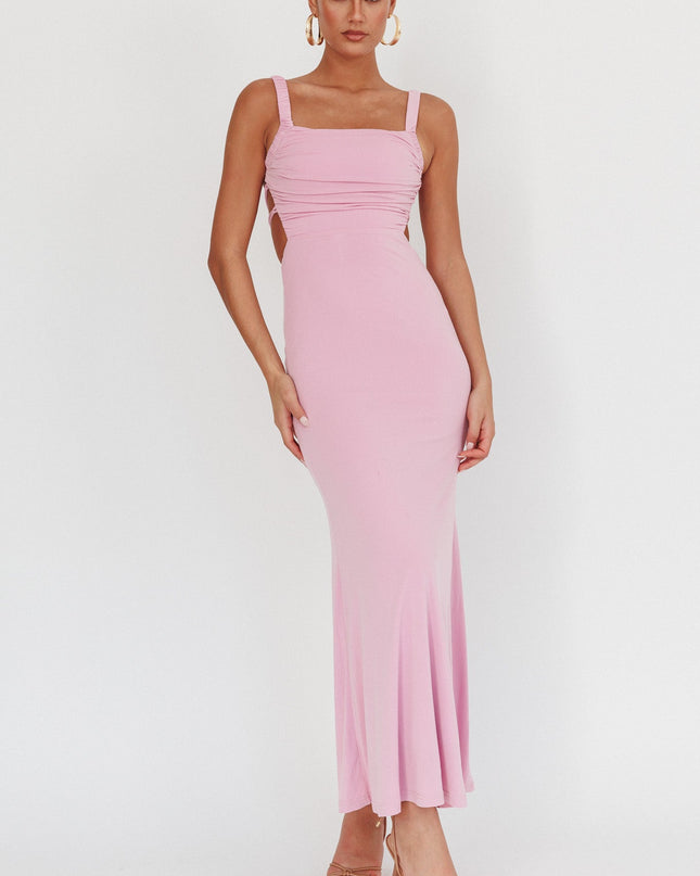 Lilac Lace-Up Back Maxi Dress