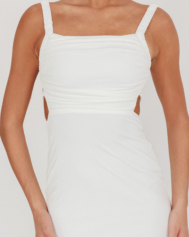 White Lace-Up Back Maxi Dress
