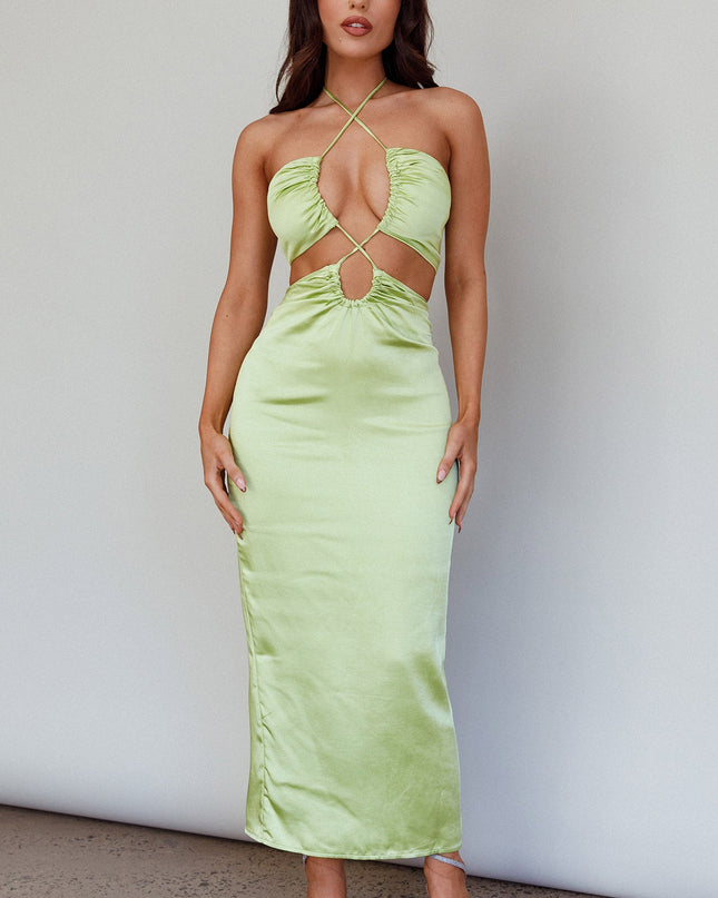 Cut-Out Drawstring Dress Apple