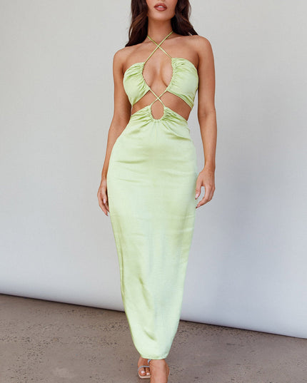 Cut-Out Drawstring Dress Apple