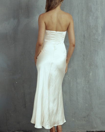 Oyster Wrap Neckline Midi Dress