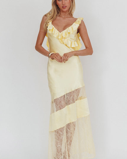 Butter Frill & Lace Trim Maxi Dress