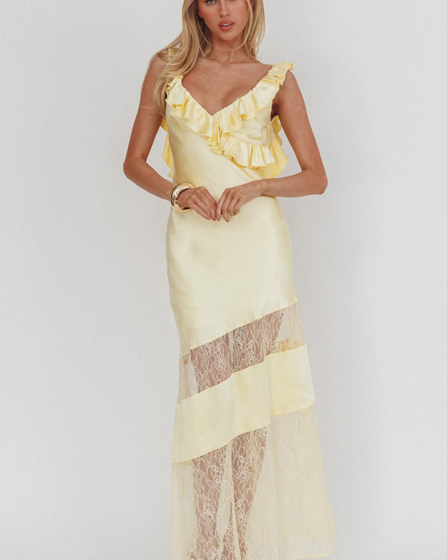 Butter Frill & Lace Trim Maxi Dress