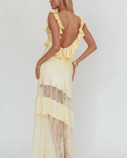 Butter Frill & Lace Trim Maxi Dress