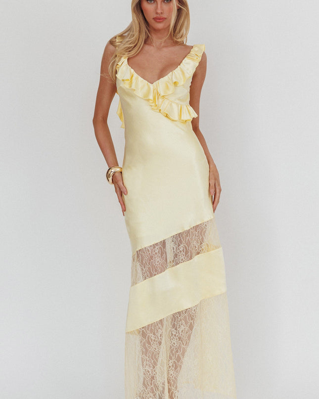 Butter Frill & Lace Trim Maxi Dress