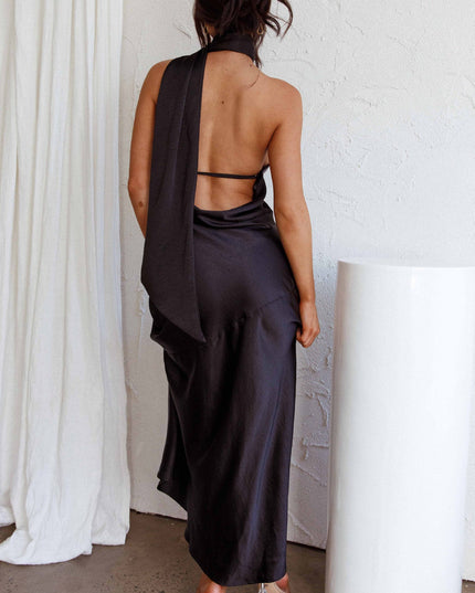 Black Tie Neck Midi Dress
