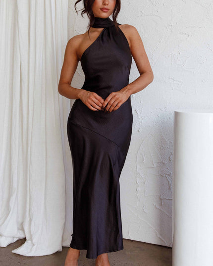 Black Tie Neck Midi Dress