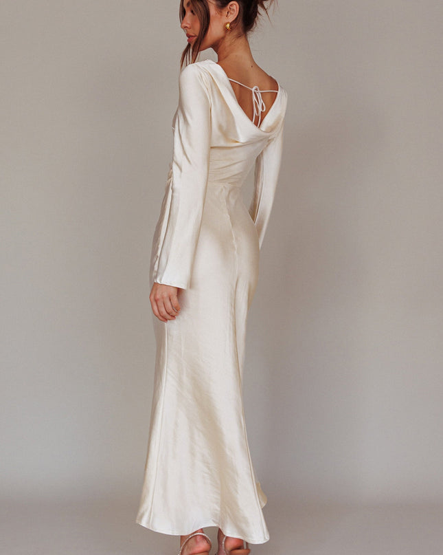 Oyster Cowl Back Midi Dress
