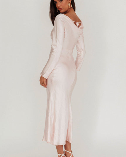 Baby Pink Cowl Back Midi Dress