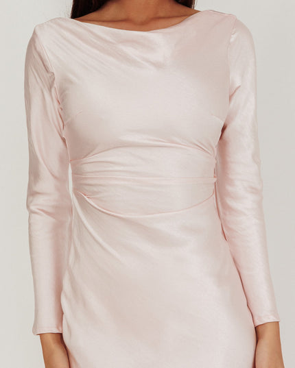 Baby Pink Cowl Back Midi Dress