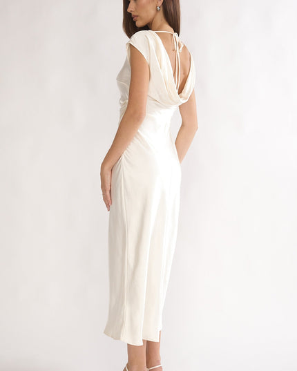 Oyster Pleat Cowl Back Midi Dress