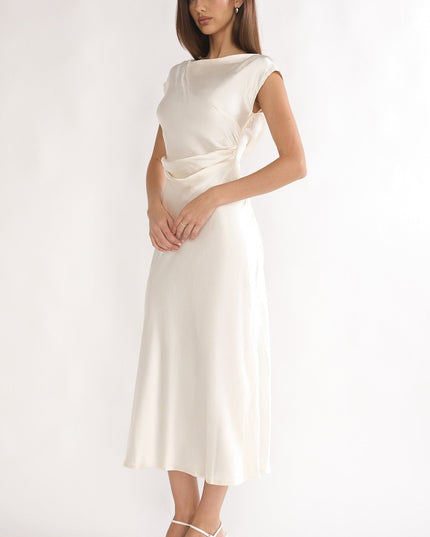 Oyster Pleat Cowl Back Midi Dress
