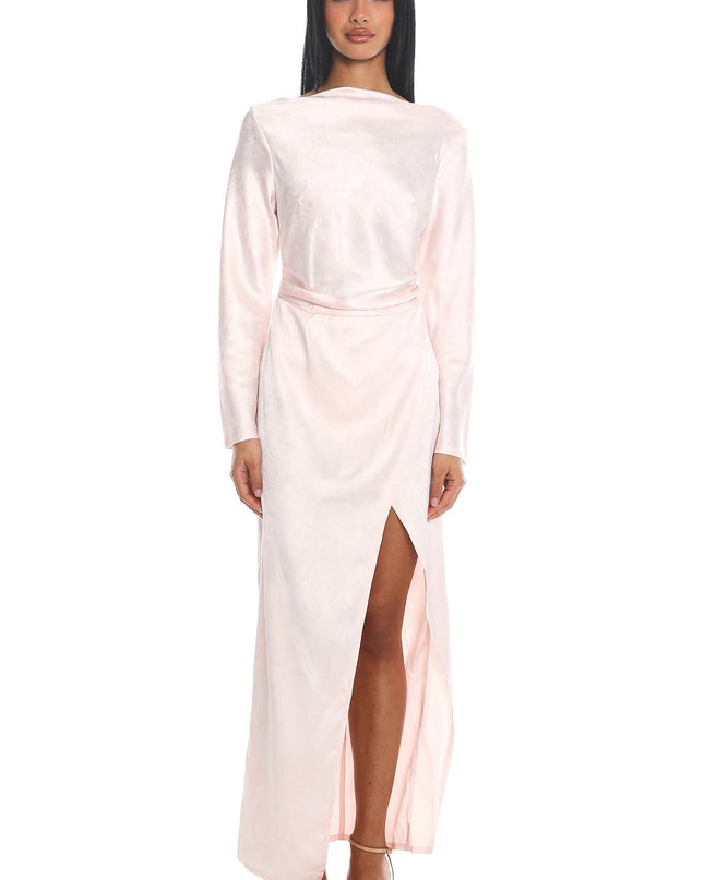 Blush Long Sleeve Cowl Back Maxi Dress