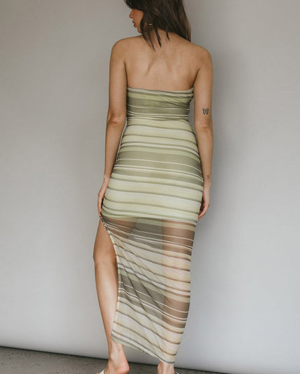 Lime Strapless Maxi Dress