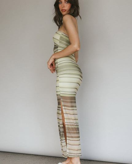 Lime Strapless Maxi Dress