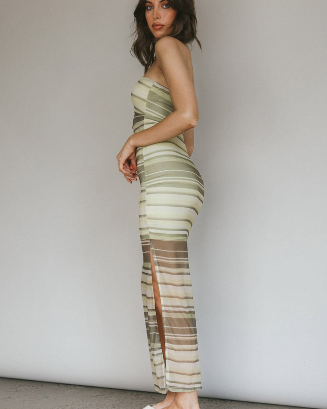 Lime Strapless Maxi Dress