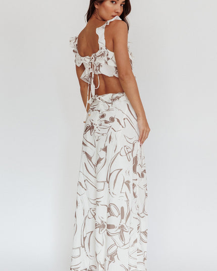 Mocha Ruffle Trim Maxi Dress