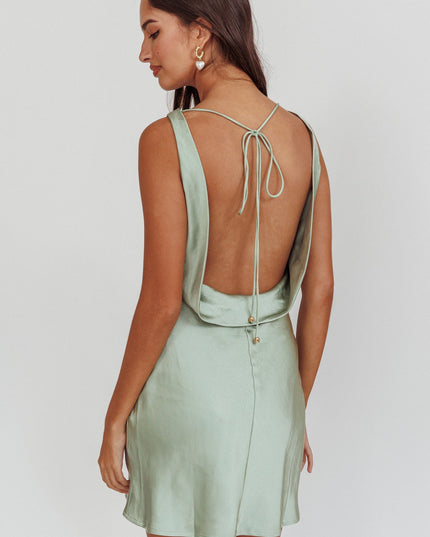 Sage Open Back Mini Dress