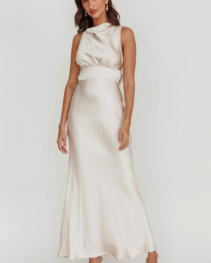 Champagne Satin Maxi Dress