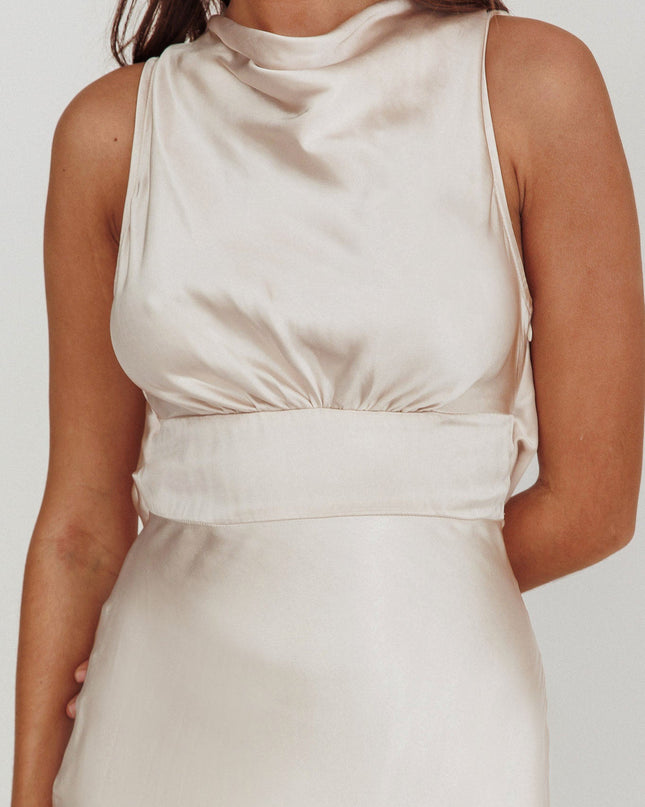 Champagne Satin Maxi Dress