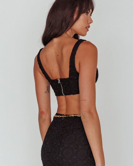 Black Crochet Lace Crop Top