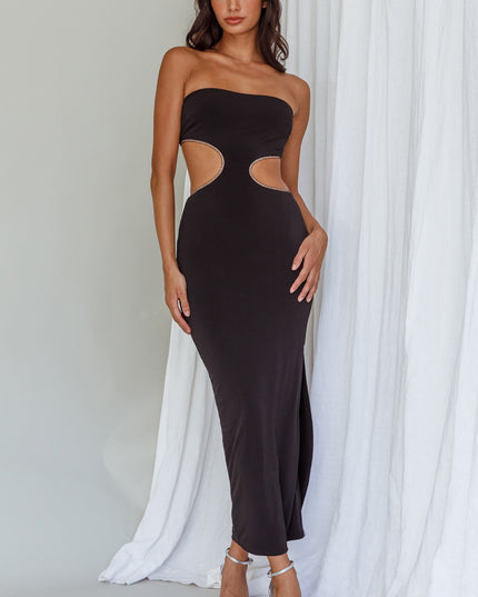 Black Cut-Out Midi Dress