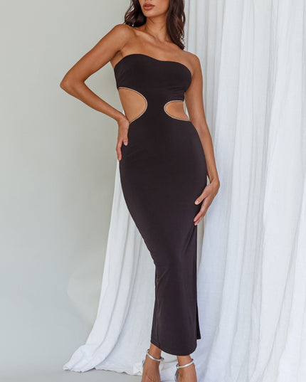 Black Cut-Out Midi Dress