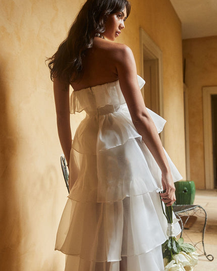 White Layered Ruffle Maxi Dress