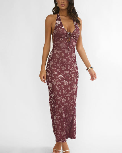 Purple Me Keyhole Halter Maxi Dress