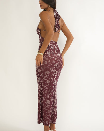 Purple Me Keyhole Halter Maxi Dress