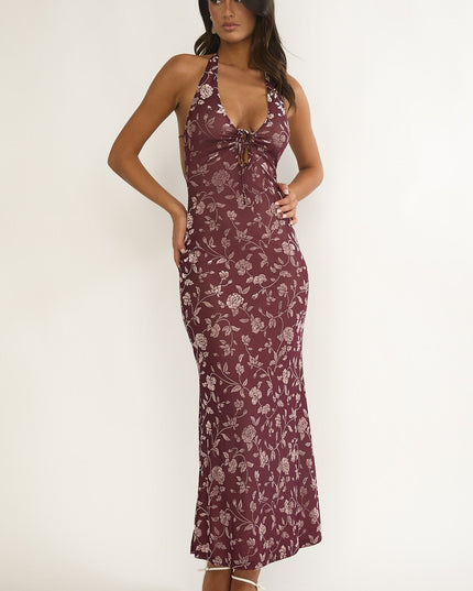 Purple Me Keyhole Halter Maxi Dress