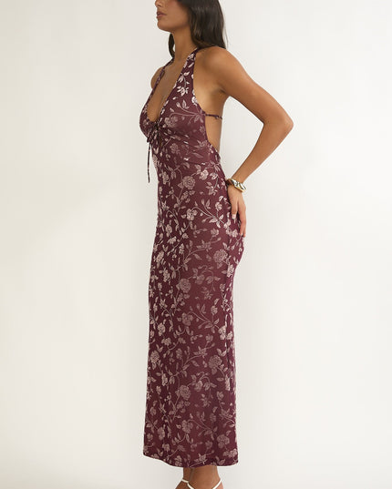 Purple Me Keyhole Halter Maxi Dress