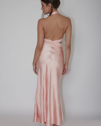 Peach Dreams Cut-Out Halter Dress