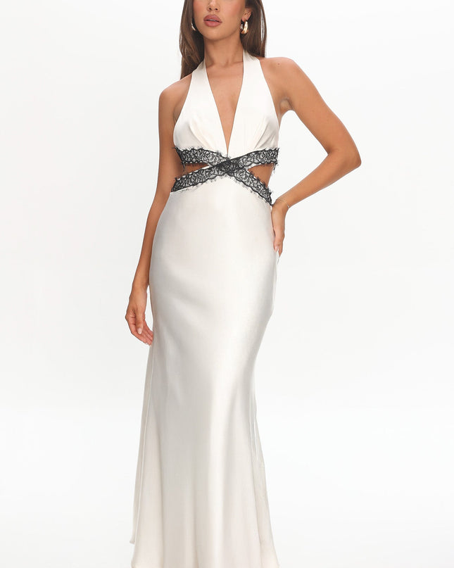 Oyster Dreams Cut-Out Halter Dress