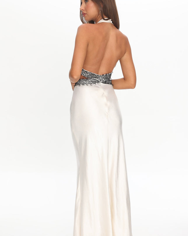 Oyster Dreams Cut-Out Halter Dress