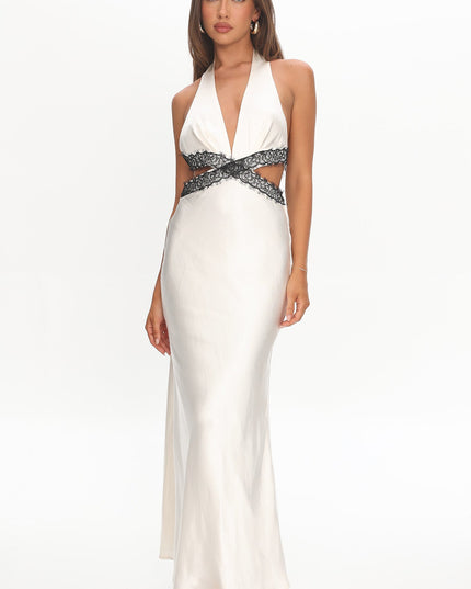 Oyster Dreams Cut-Out Halter Dress