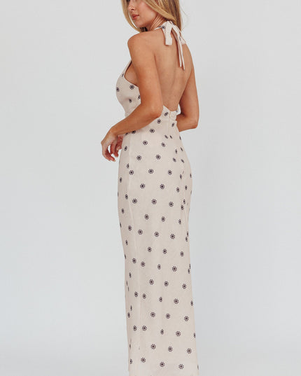 Oat Dreams Plunging Halter Dress