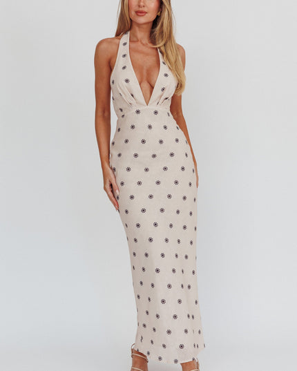 Oat Dreams Plunging Halter Dress
