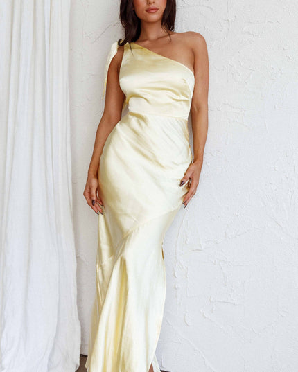 Butter One-Shoulder Satin Dress