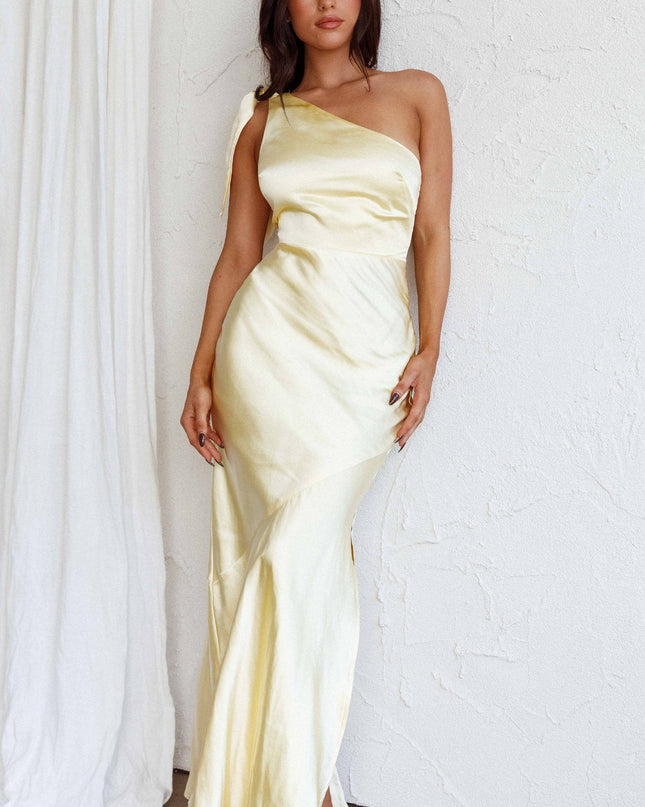 Butter One-Shoulder Satin Dress