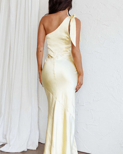 Butter One-Shoulder Satin Dress