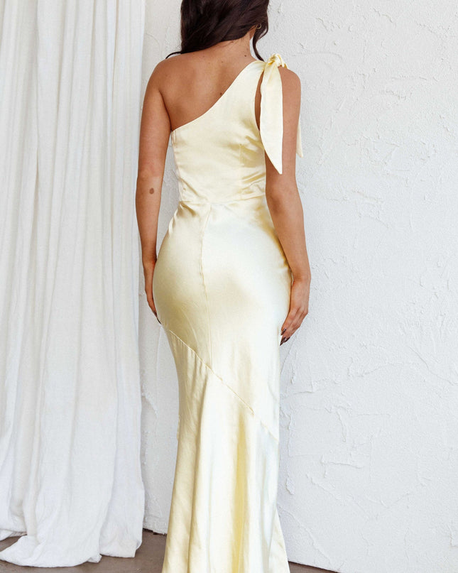 Butter One-Shoulder Satin Dress