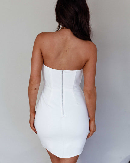 White Asymmetrical Hem Mini Dress