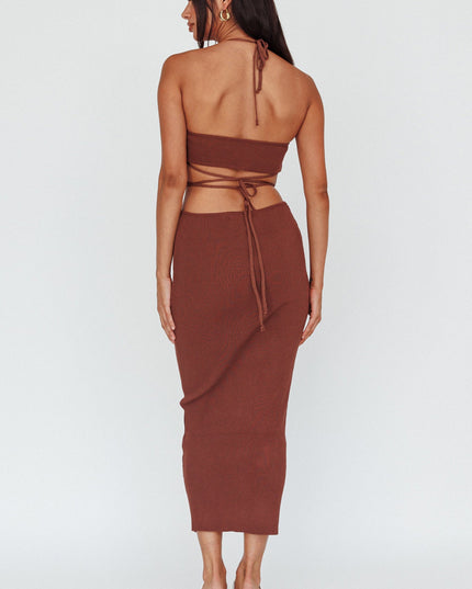 Rose Accent Ribbed Knit Midi Dress Coco