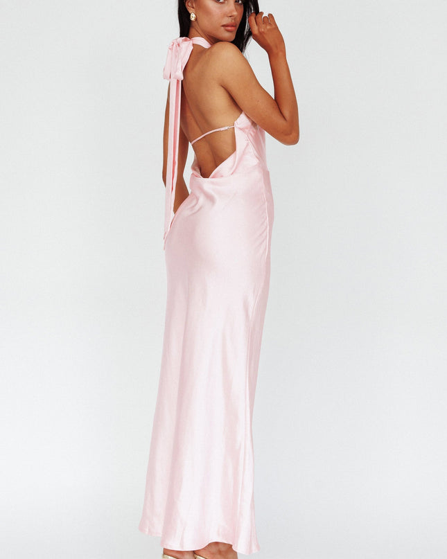 Pearl Azure Crossover Halterneck Maxi Dress