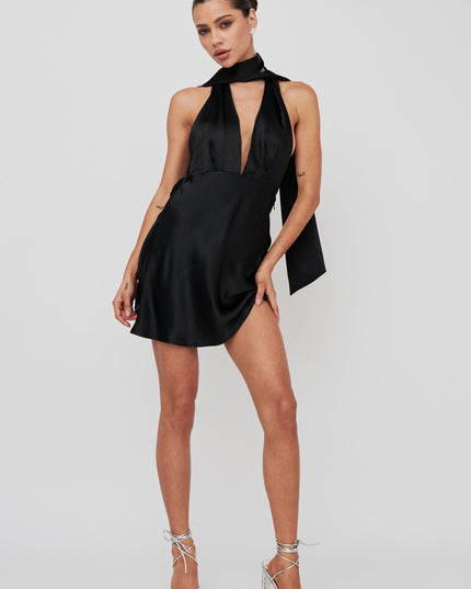 Black Azure Halterneck Mini Dress