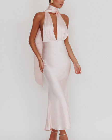Blush Azure Halterneck Rose Dress