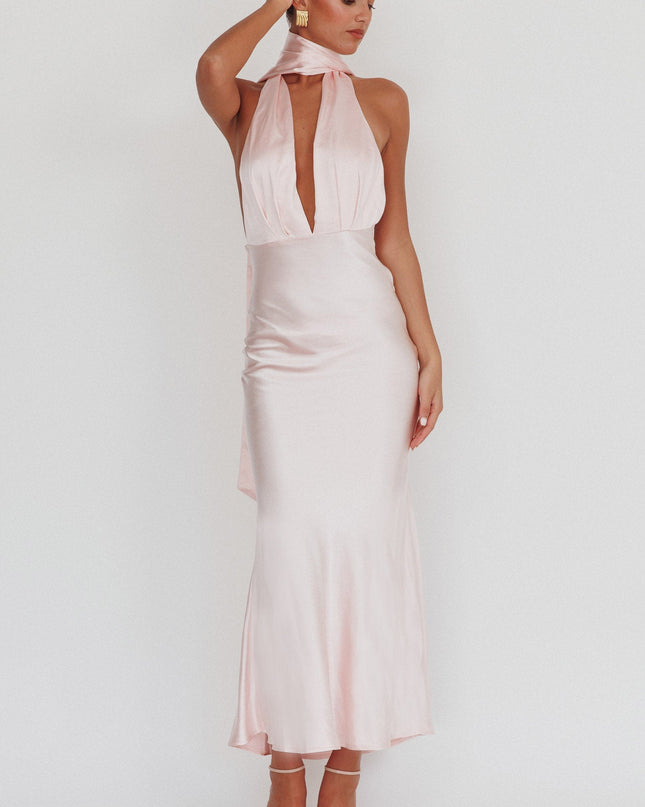 Blush Azure Halterneck Rose Dress